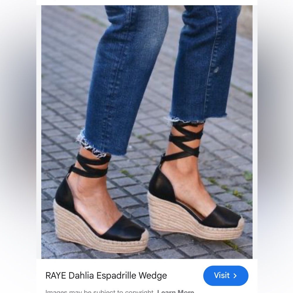 RAYE Black Espadrille Wedge Ankle-Tie Sandals